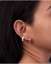 Wanderlust + Co - Rainbow Gem Gold 10mm Huggie Earrings