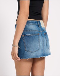 ONE TEASPOON - Sloane Low Waist Denim Mini Skirt - Pacifica Blue