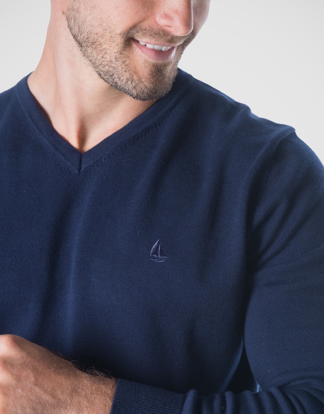 Coast Clothing - V-Neck Cotton Jumper - Navy