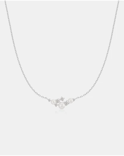 Ania Haie - Ania Haie Silver Shell Pearl Cluster Necklace