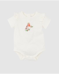 Bebe by Minihaha - Christmas Festive Red Robin Bodysuit and Shorts Set - Babies