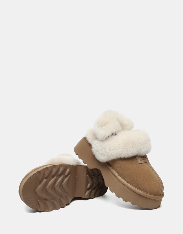 EVERAU - Australian Shepherd Ugg Muna Platform Cow Suede Upper House Shoes