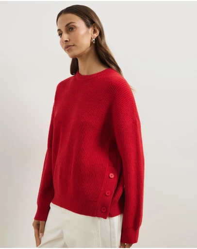 Atmos&Here - Rory Button Detail Crew Neck Jumper