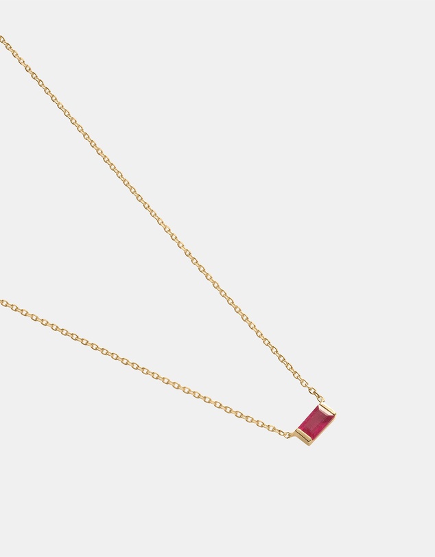 Kirstin Ash - Baguette Birthstone Necklace July Ruby
