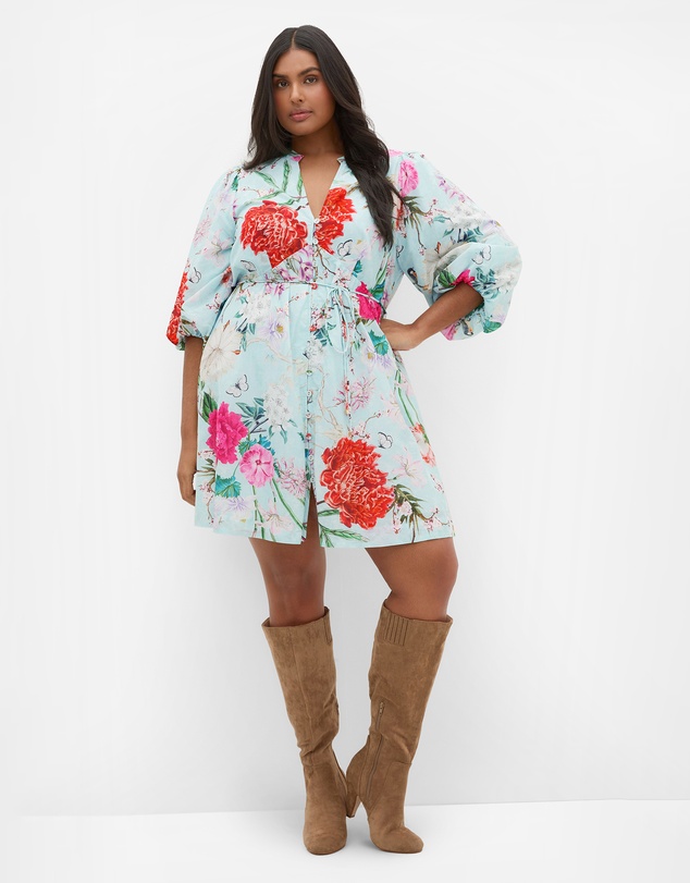 City Chic - Flora Print Cotton Mini Dress