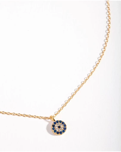 Lovisa - Gold Plated Sterling Silver Evil Eye Disc Necklace