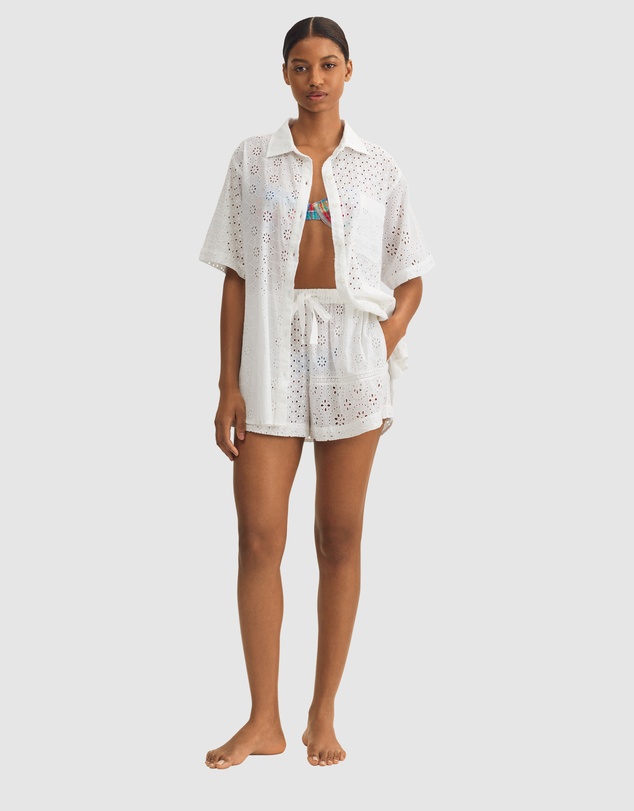 Polo Ralph Lauren - Patchwork Eyelet Shirt & Shorts Cotton Beachwear Set