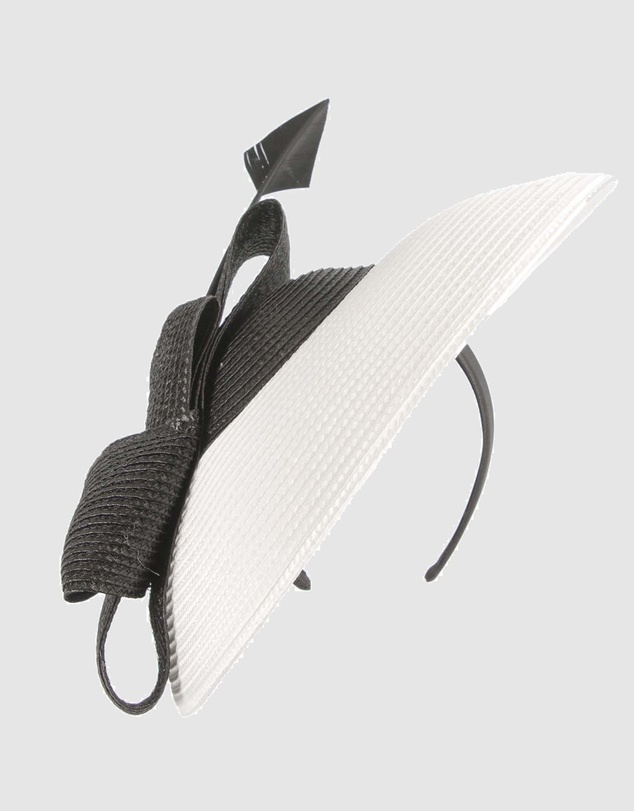 Max Alexander - Saucer White Black Racing Fascinator Hat