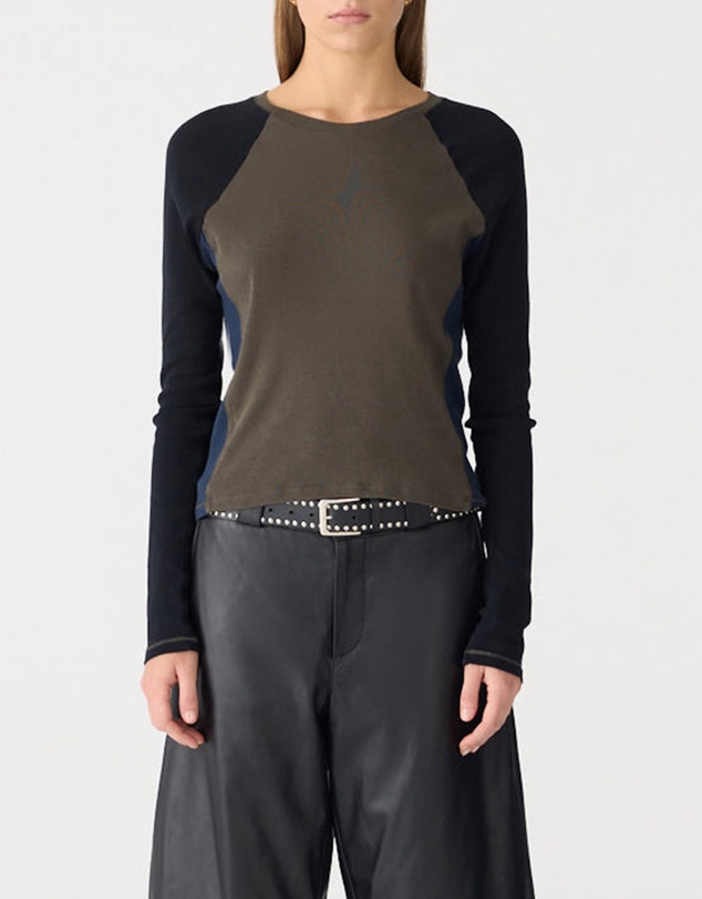 Bassike - Paneled Rib LS Baby T-Shirt