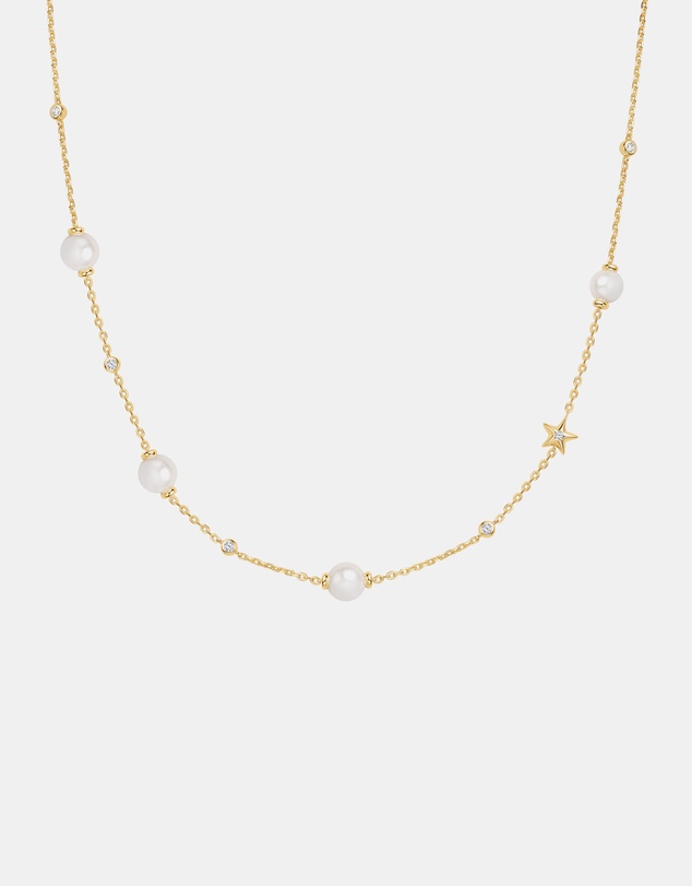 Ania Haie - Ania Haie Gold Pearl and Star Station Necklace