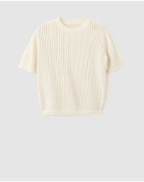 M.N.G - Short-Sleeved Openwork Knitted Sweater