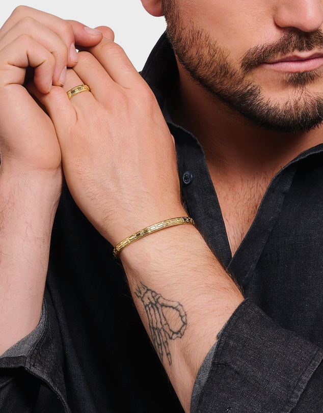 THOMAS SABO - Gold Slim Bangle with Crocodile Detailing