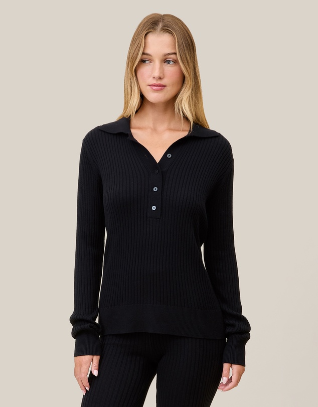 Papinelle - Colette Cosy Cotton Silk Rib Long Sleeve Top