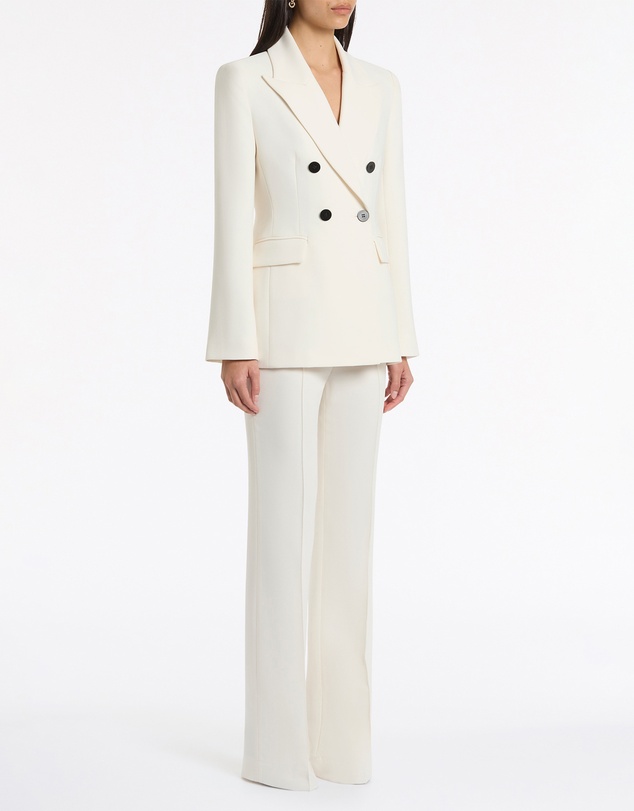 Carla Zampatti - Ivory Crepe Pintuck Flared Pant