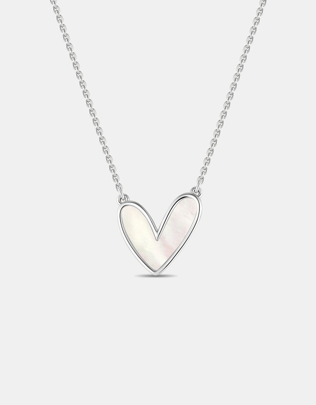 Mestige - Pearl Heart Necklace - Silver Plated