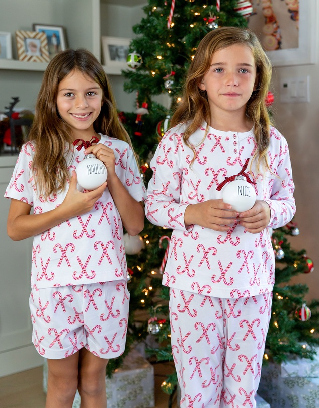 Sant And Abel - Kids Christmas Candy Cane Long PJ Set
