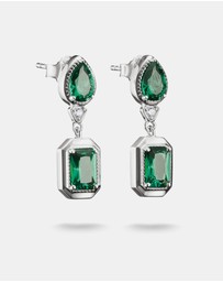 THOMAS SABO - THOMAS SABO Stud Earrings with Green Octagon Stones Silver