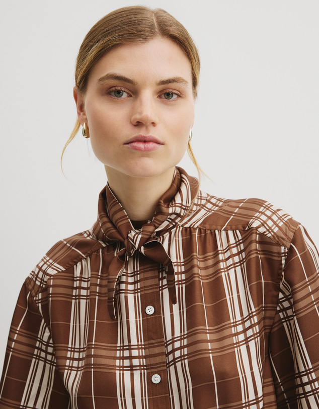 Country Road - Check Washable Silk Shirt Dress