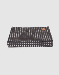 Mog & Bone - Classic Cushion Dog Bed - Black Metallic Cross Print