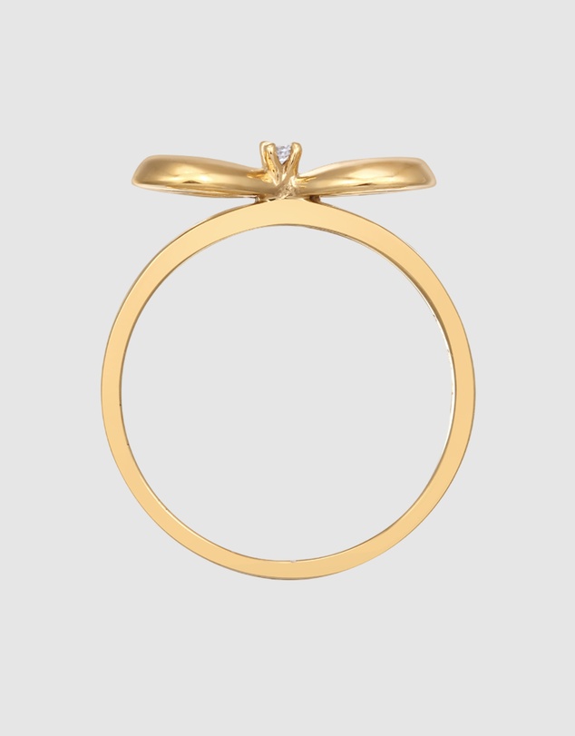 Elli Jewelry - Ring Bow Trend with Diamond in 925 Sterling Silver Gold Plated