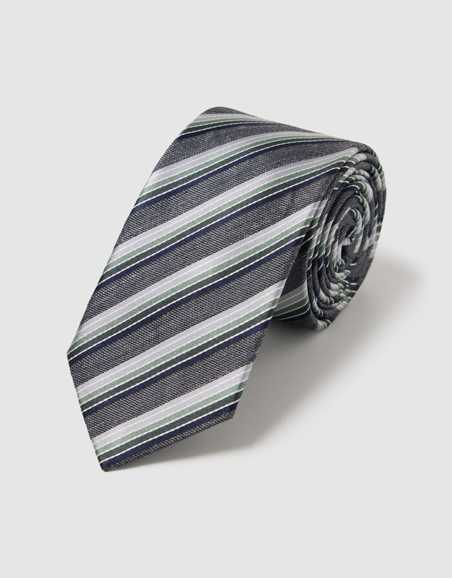 Oxford - Evan Stripe Silk/Linen 7Cm Tie