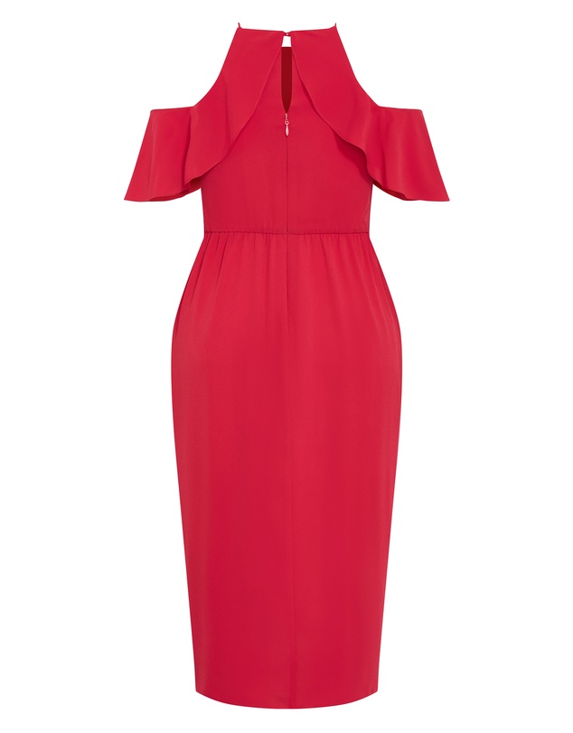 City Chic - Love Siren Ruffle Shoulder Dress