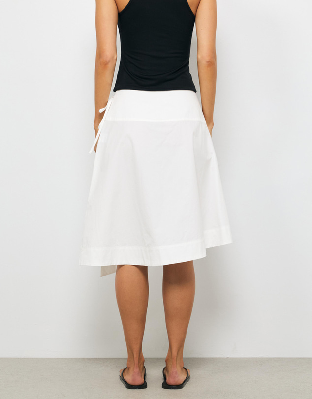 AERE - Liora Asymmetric Wrap Over Midi Skirt