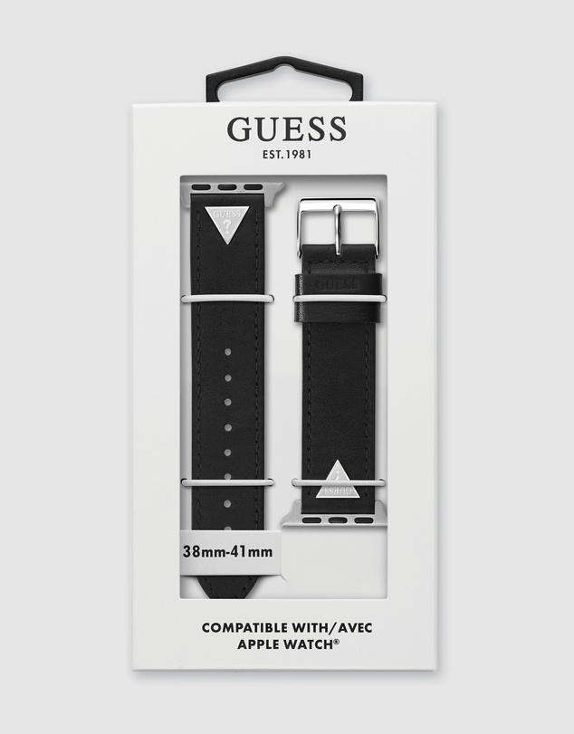 GUESS - Guess Apple Band - Triangle Plaque Black Leather 38/40/41mm