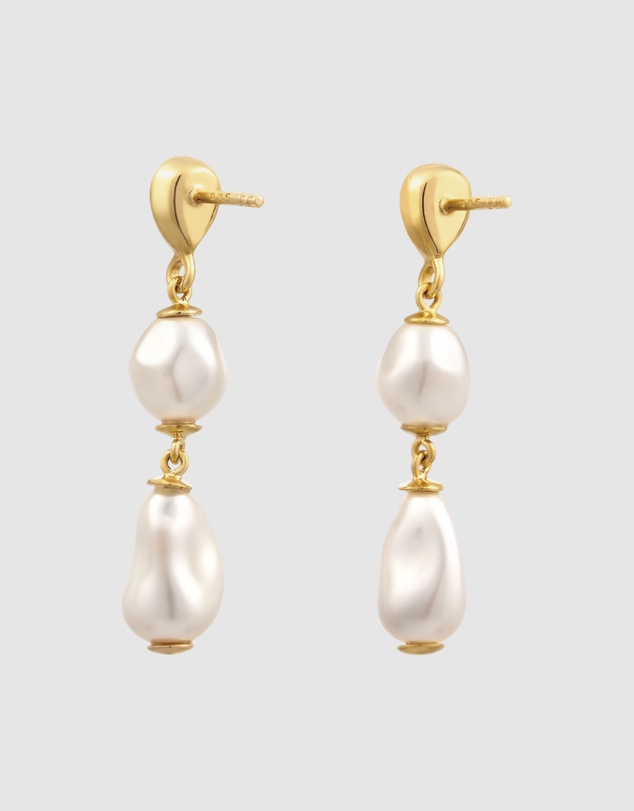 Elli Jewelry - Pearl Teardrop Stud Earrings in Gold-Plated 925 Silver
