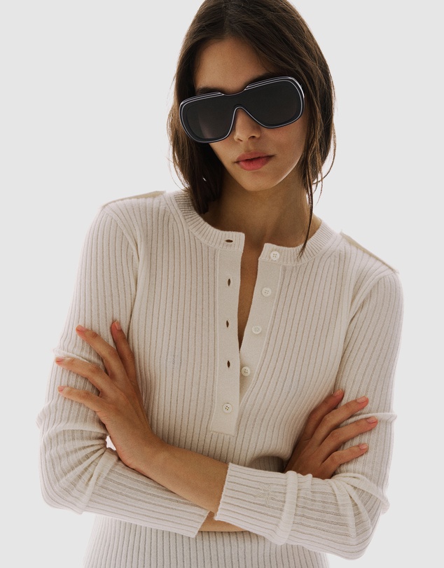 Perfect Moment - Ribbed Henley Knit Top