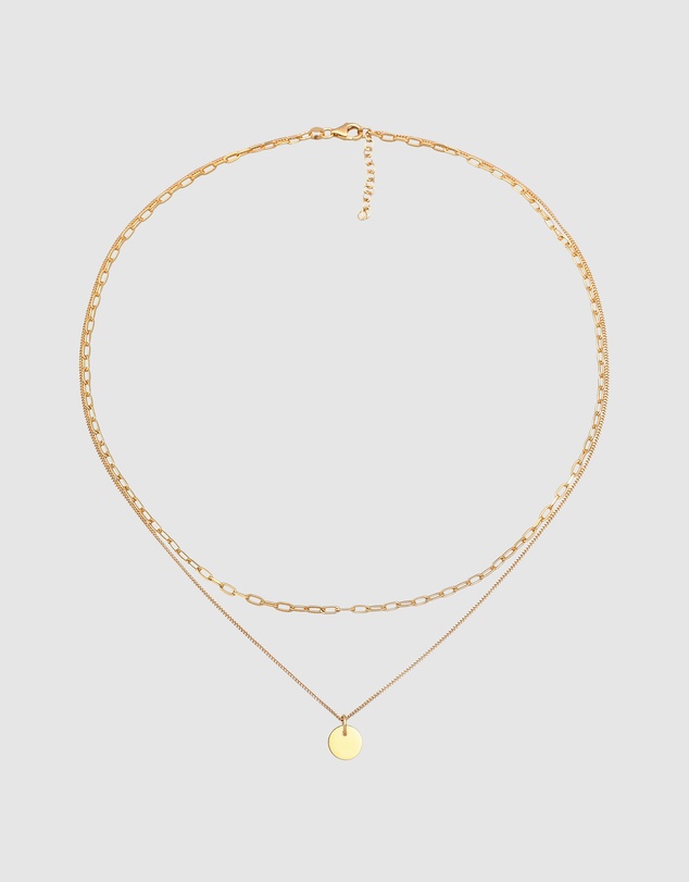 Elli Jewelry - Oval Layered Pendant Necklace in Gold-Plated 925 Silver