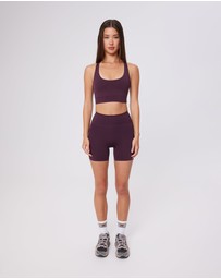 Upstate - Contour+ Mesh Back Crop - Merlot