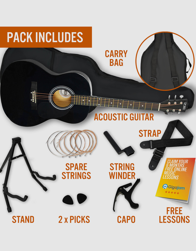 iWorld - 3rd Avenue Acoustic Guitar Premium Pack - Black