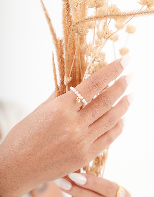 Elli Jewelry - Swarovski® Pearl Heart Charm Ring