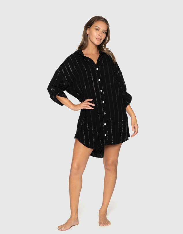Nip Tuck Swim - Black Cassandra Bronte Beach Shirt Black