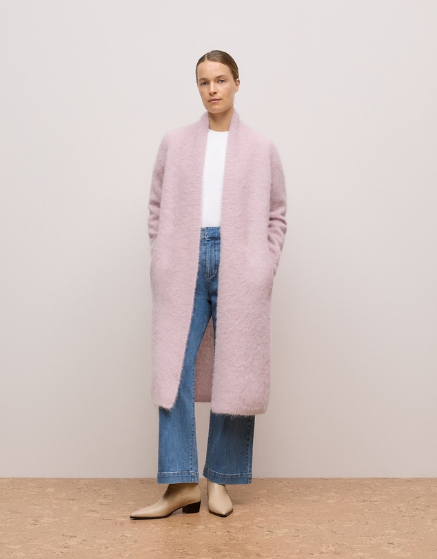 Trenery - Brushed Alpaca Longline Cardigan in Pink Rose