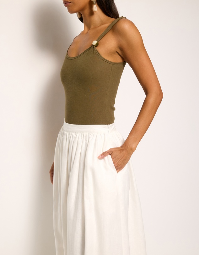 AERE - Tiera Gathered Midi Skirt