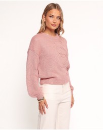 Petal & Pup - Addie Tonal Flower Knit Sweater - Pink