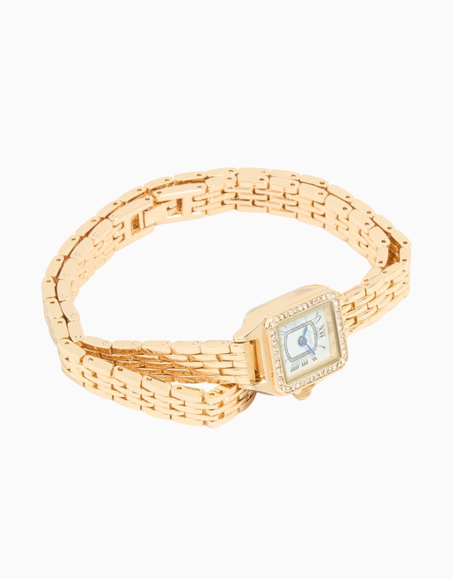 Lovisa - Gold Diamante Mini Double Strap Watch