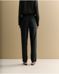 Trenery - Piping Detail Straight Leg Pant in Black