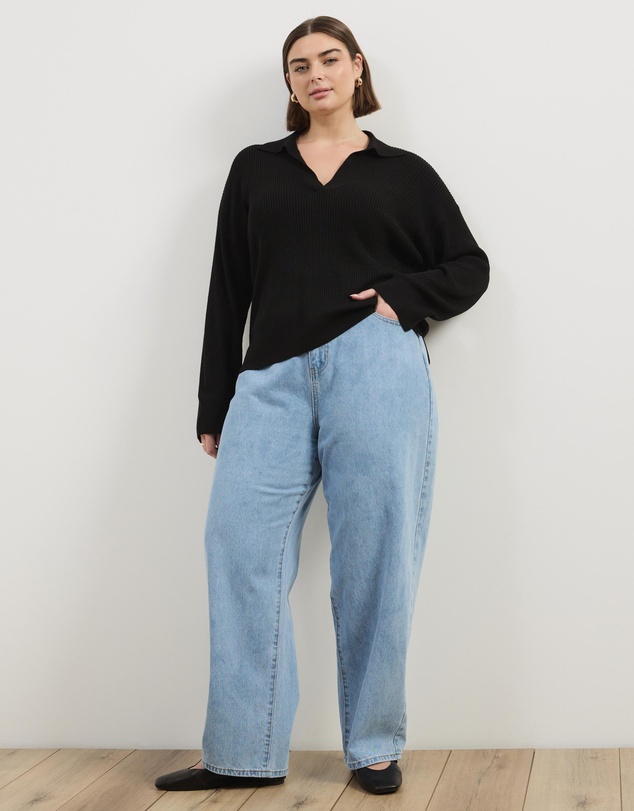 Atmos&Here Curvy - Nora Wide Barrel Leg Jeans