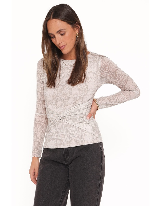 Petal & Pup - Bellie Twisted Mesh Top - Snake Print