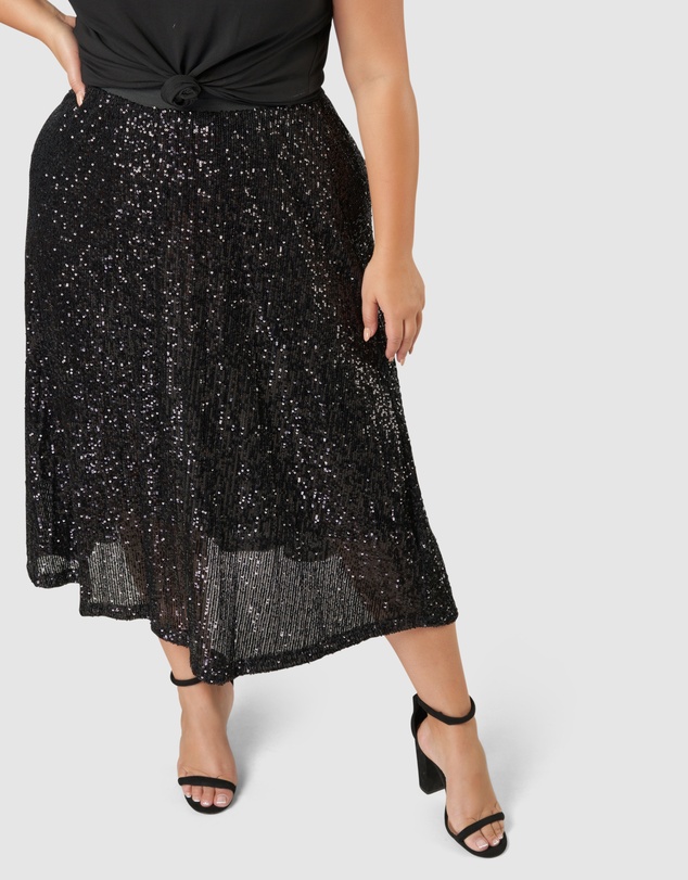 Pink Dusk by Curve Project - Sure Thing Sequin Skirt