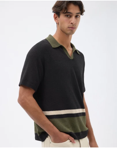 AERE - Organic Cotton Boucle Stripe Polo
