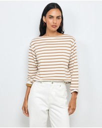 AERE - Boat Neck Stripe T-Shirt