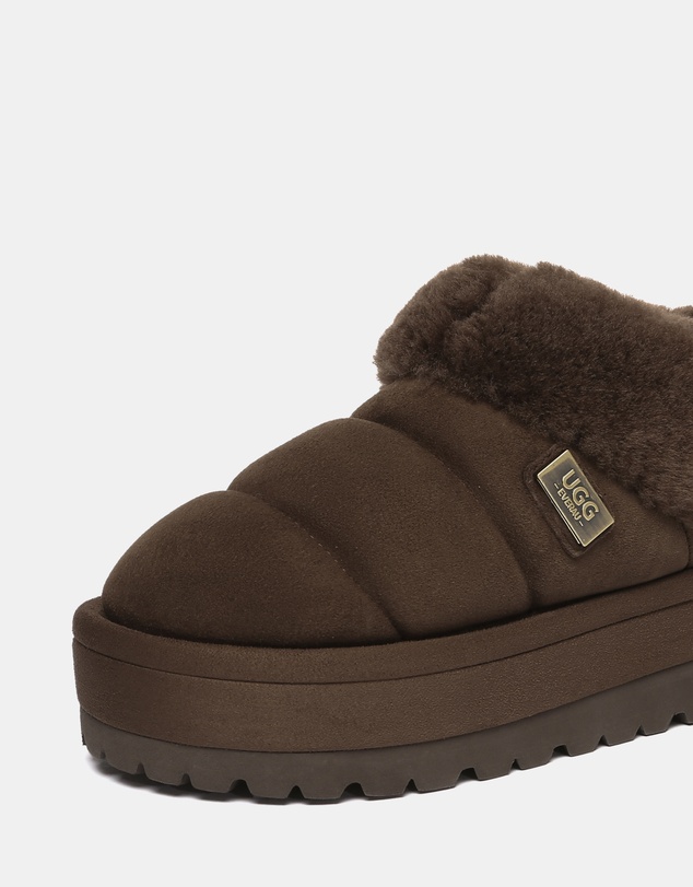 EVERAU - EverAU Ugg Ulrika Platform Sheepskin Upper House Shoes