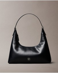 Calvin Klein - Monogram Logo Emblem Leather Shoulder Bag