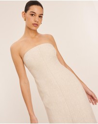 AERE - Linen Column Strapless Midi Dress