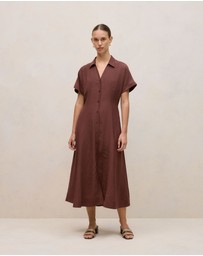 Trenery - Soft Seam Detail Shirt Dress in Espresso