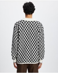 Scotch & Soda - Textured Jacquard Dropped Shoulder Long Sleeve Polo